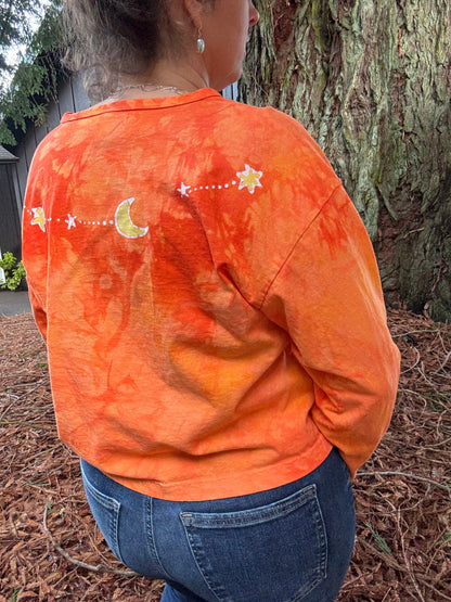 Safety Orange Batik Star Long Sleeve Batik T-Shirt Batikwalla by Victoria 