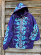 Swell Swirls in Purple Waves Handcrafted Batik Zipper Hoodie - Unisex Size XL hoodie batikwalla 