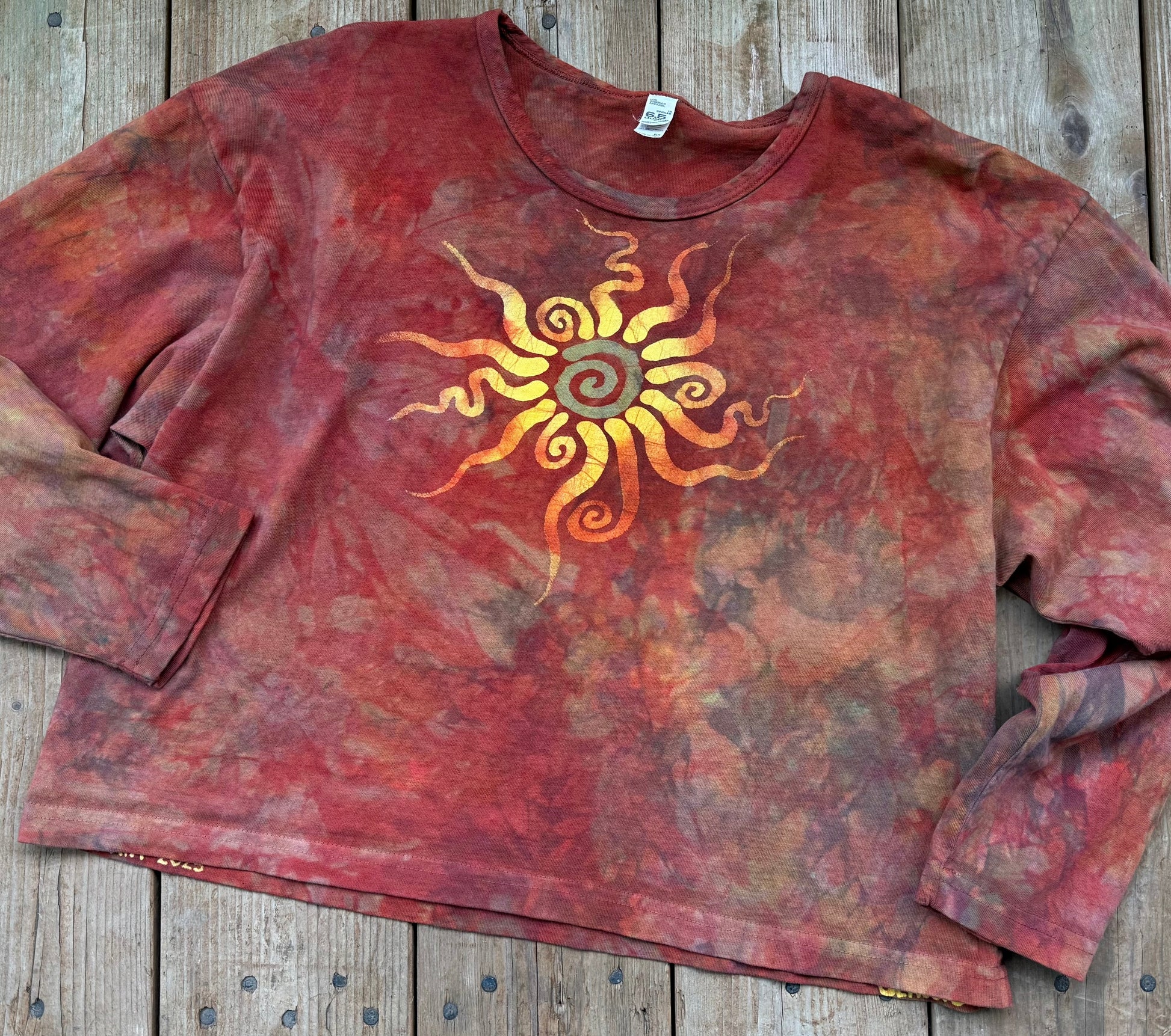 Sunset Bonfire Batik Long Sleeve Batik T-Shirt Batikwalla by Victoria 