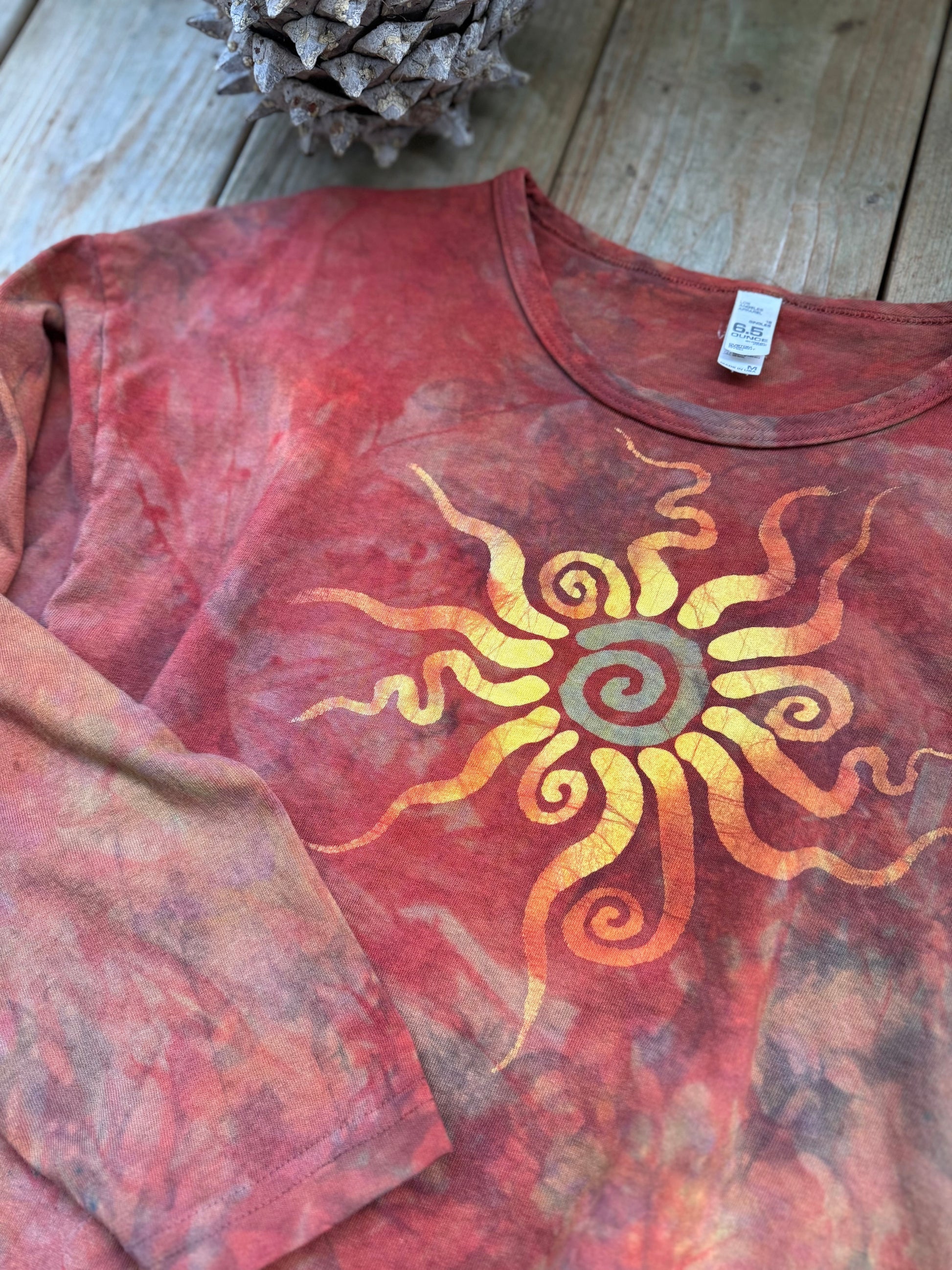 Sunset Bonfire Batik Long Sleeve Batik T-Shirt Batikwalla by Victoria 