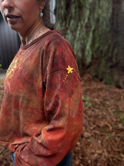 Fire Sun Mandala Long Sleeve Batik T-Shirt Batikwalla by Victoria 