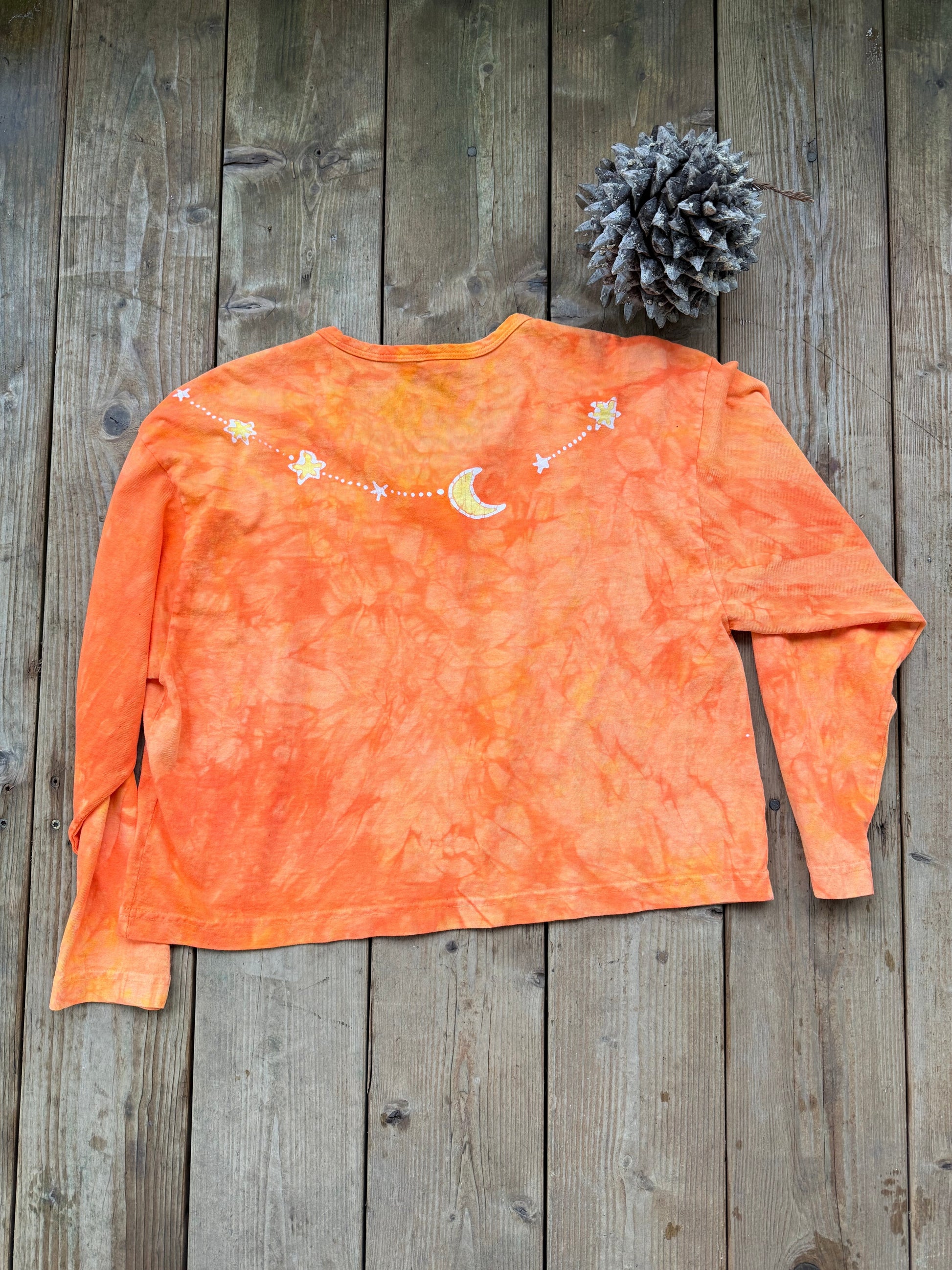 Safety Orange Batik Star Long Sleeve Batik T-Shirt Batikwalla by Victoria 