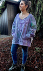 Sweetheart Tree Long Sleeve Cozy Shirt – Hand-Painted in Light Teal and Lavender Shirts & Tops Batikwalla by Victoria XXL 
