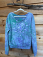 Sweetheart Tree Long Sleeve Cozy Shirt – Hand-Painted in Light Teal and Lavender Batikwalla by Victoria 