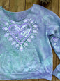 Sweetheart Tree Long Sleeve Cozy Shirt – Hand-Painted in Light Teal and Lavender Batikwalla by Victoria XS 
