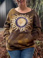 Dark Gold Sun Mandala Batik Sweatshirt – Hand-Painted Open Neckline with Pockets Batikwalla by Victoria Medium 