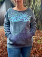 Twilight Sun Batik Puffy Crewneck Sweatshirt – Hand-Painted Sunset & Star Design Batikwalla by Victoria Small 