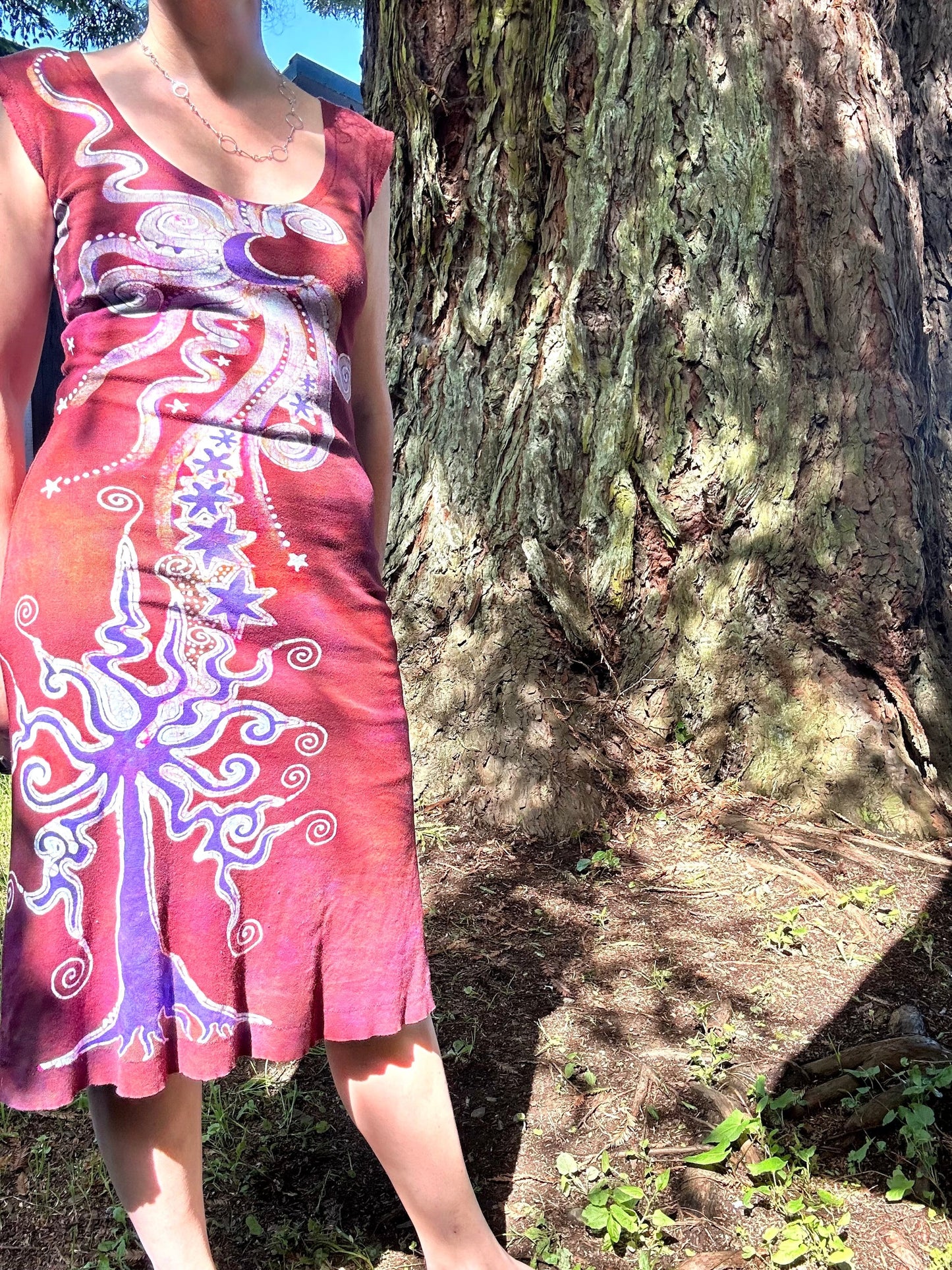 Under The Redwood Tree Handmade Batik Dress - Size M Batik Dresses Batikwalla Medium 