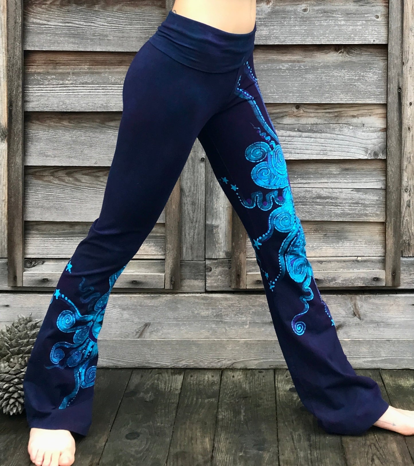 Deep Blue and Midnight Purple Handmade Batik Yoga Pants batikwalla 
