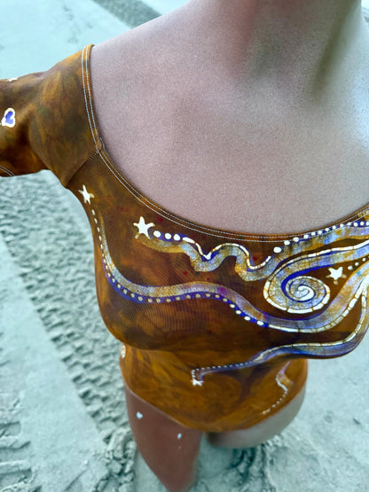 Golden Moon Batik Leotard Batikwalla by Victoria Large 