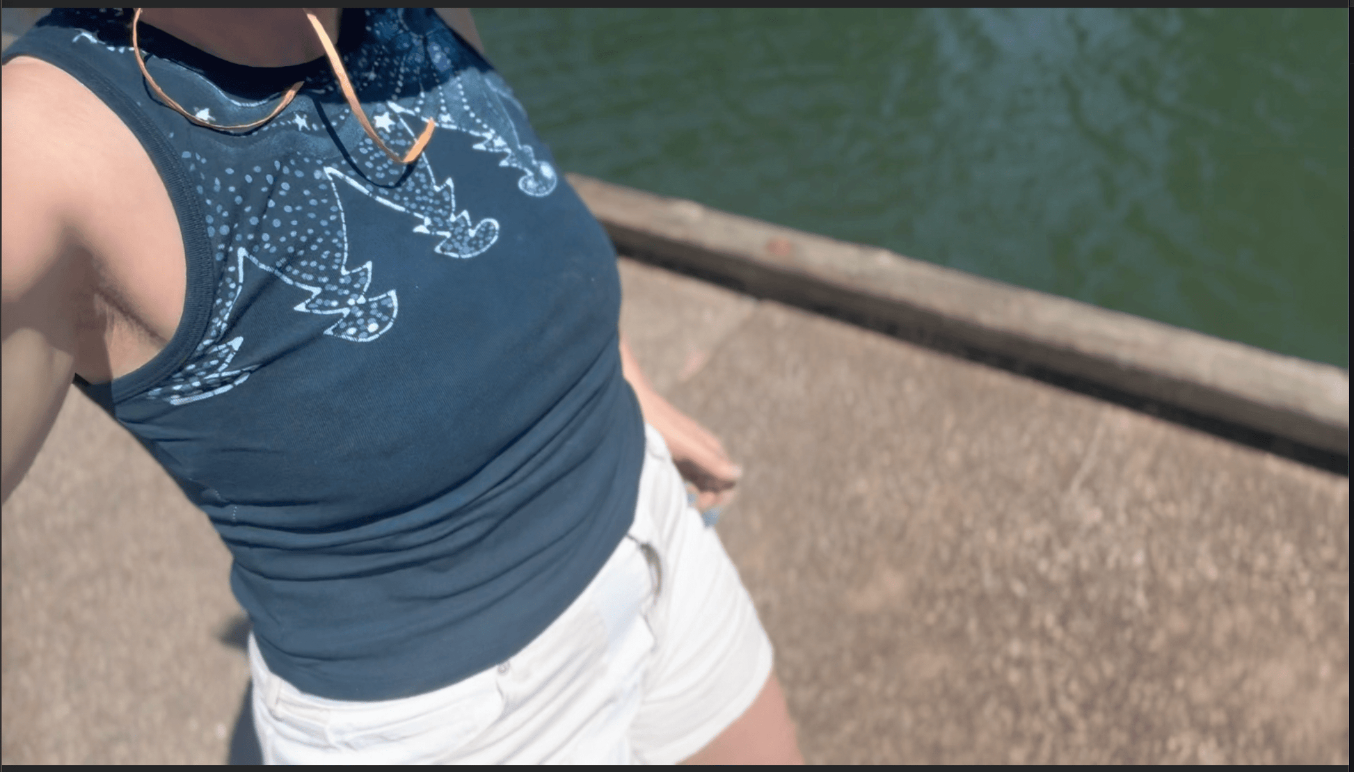 Forest Moon Batik Tank – Handmade Indigo Tree Line with Stars Batikwalla by Victoria 