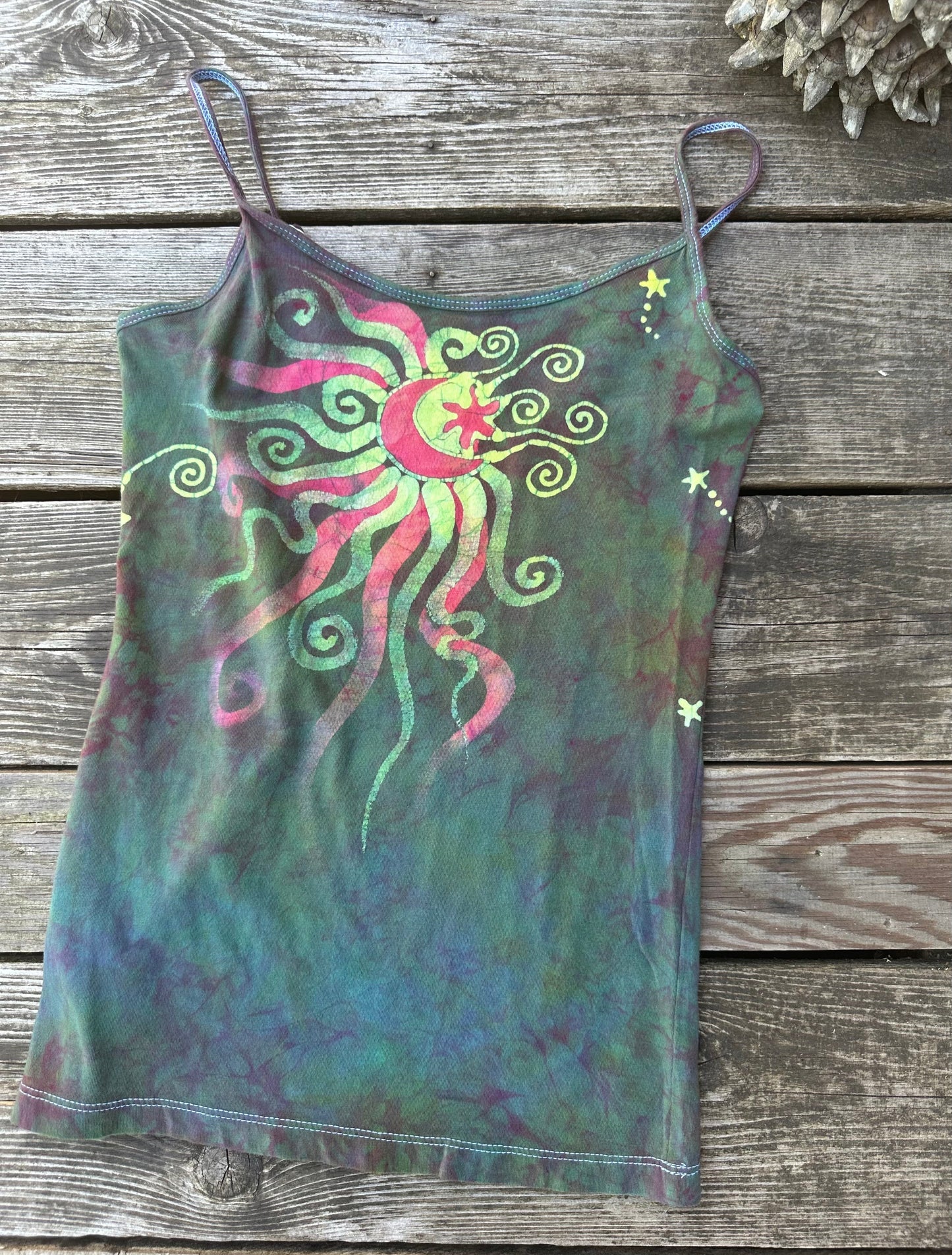 Mermaid Moonbeams - Hand Painted Batik Tank Top Tops batikwalla Large 