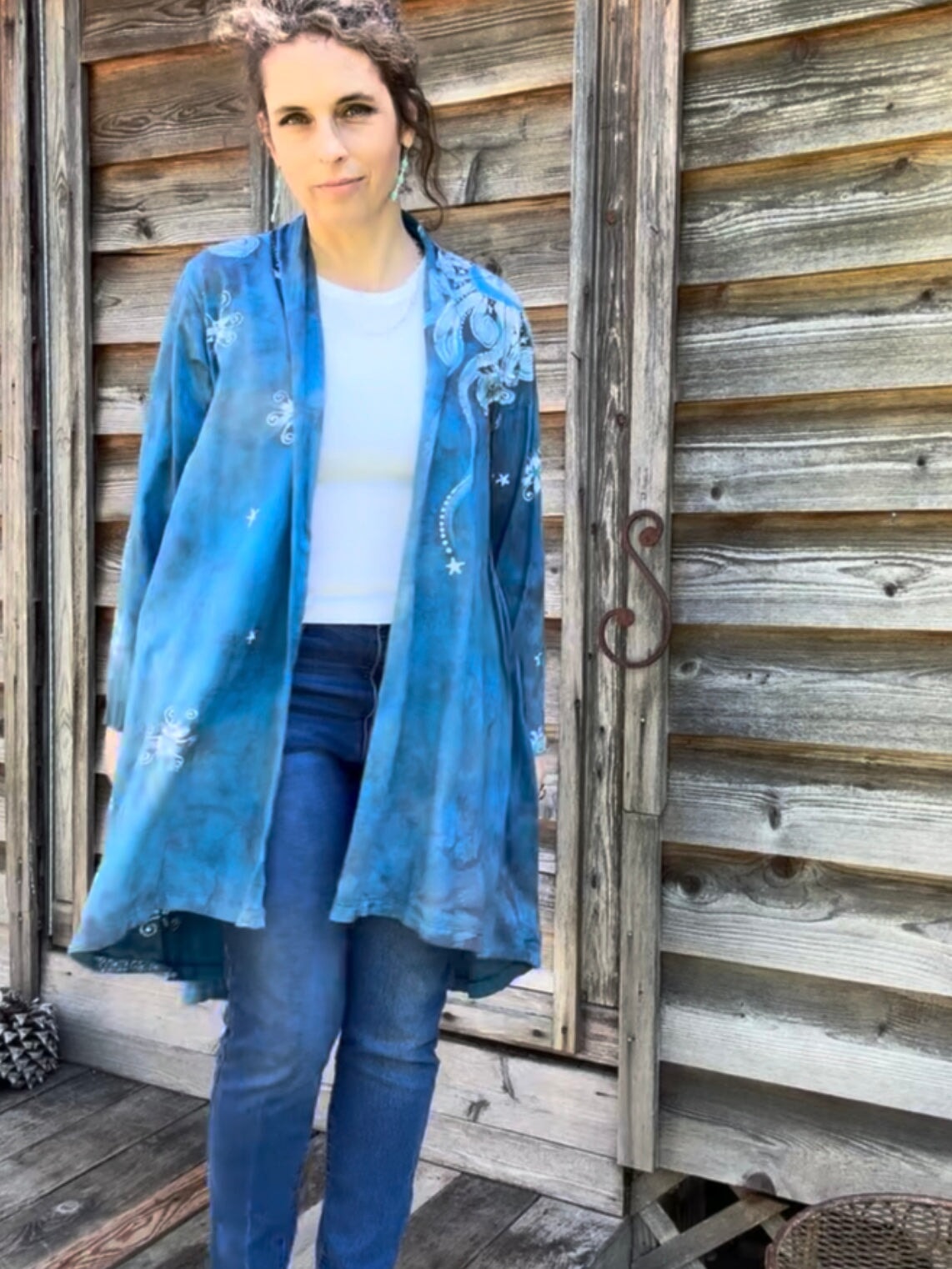 Denim Sky Blue Moonbeams Duster Cardigan Jacket Shirts & Tops Batikwalla by Victoria 