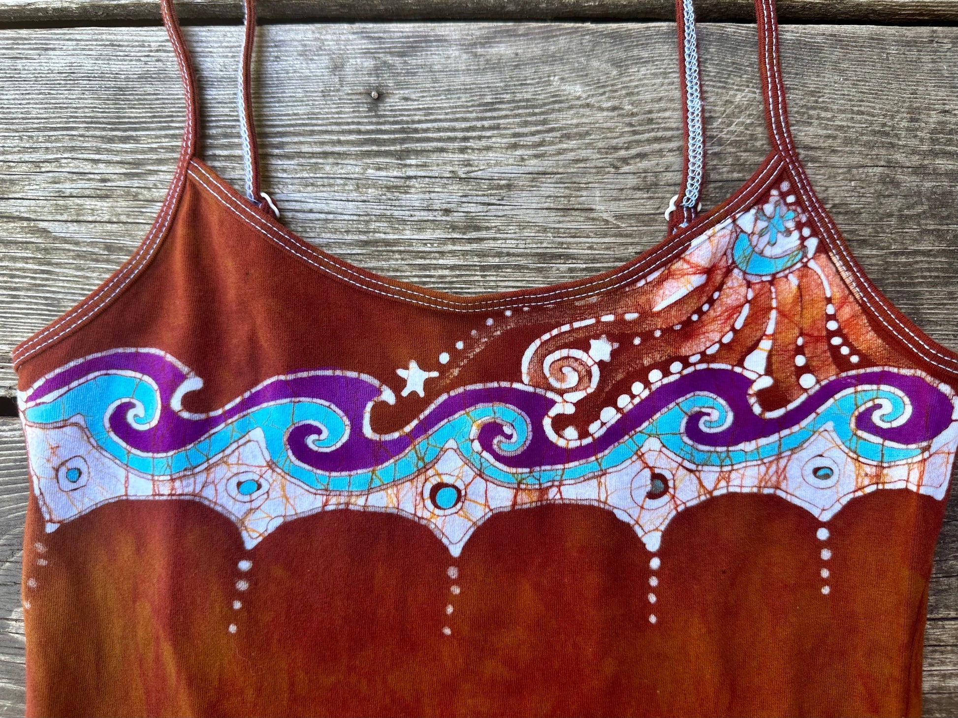 Found At Sea in Waves of Love Hand Painted Batik Tank Top Tops batikwalla XL 