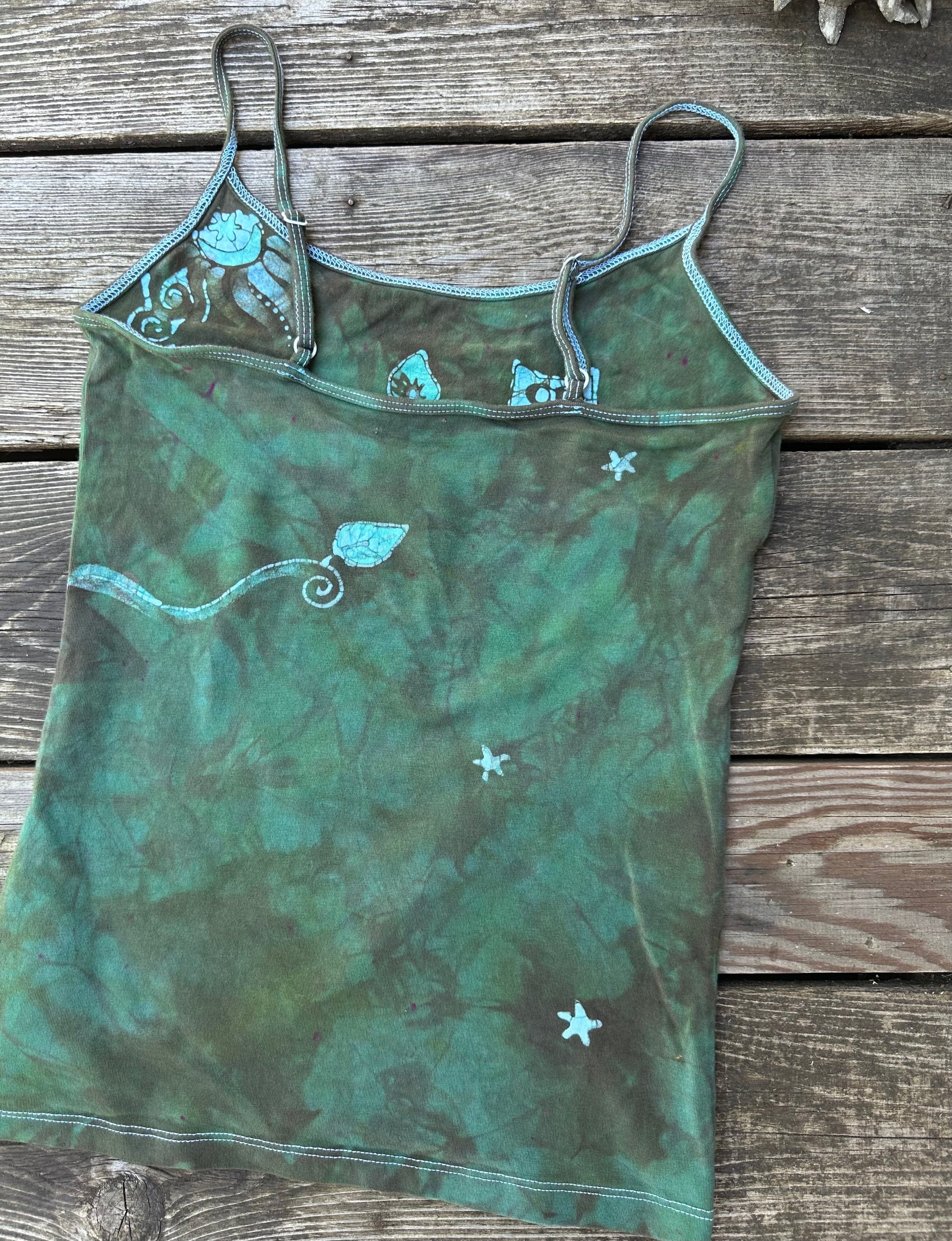 Owl In The Forest Hand Painted Batik Tank Top Tops batikwalla 