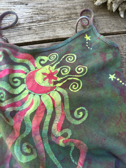 Mermaid Moonbeams - Hand Painted Batik Tank Top Tops batikwalla XL 