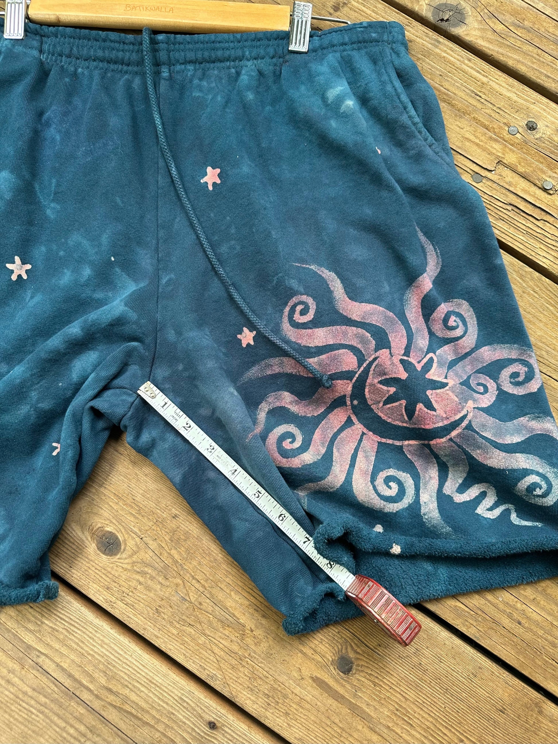 Comfy Cozy Galaxy Shorts - Dark Teal Moon Batikwalla by Victoria 