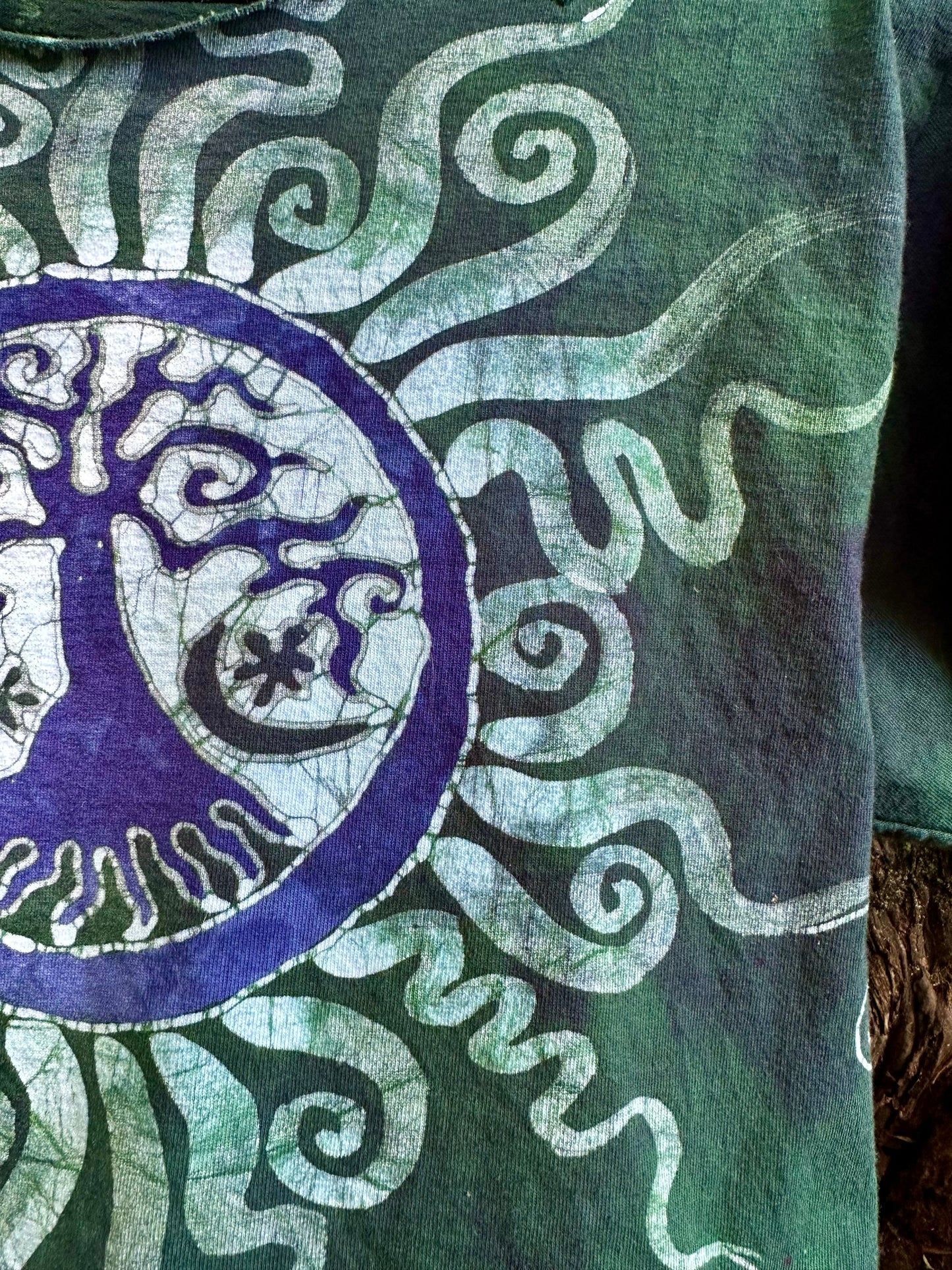 Tree of Life in Teal and Purple Cotton Tee - Size Medium Shirts & Tops Batikwalla by Victoria 