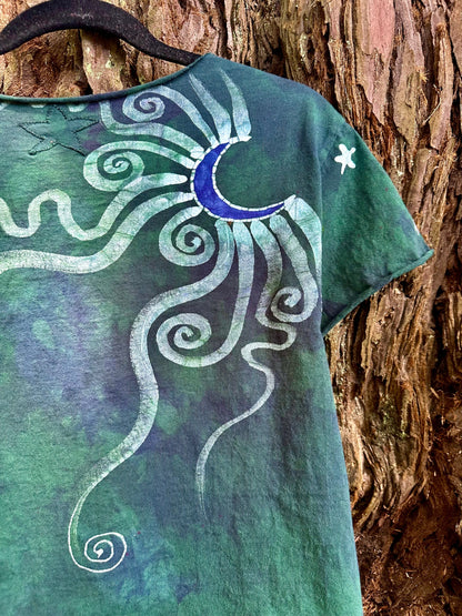 Tree of Life in Teal and Purple Cotton Tee - Size Medium Shirts & Tops Batikwalla by Victoria 