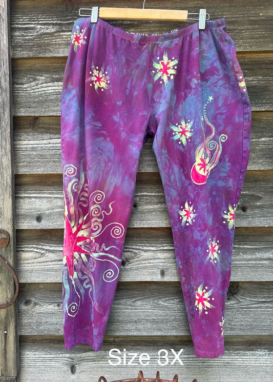 Sunrise Sunset Moon and Stars Batik Leggings leggings batikwalla 3X 