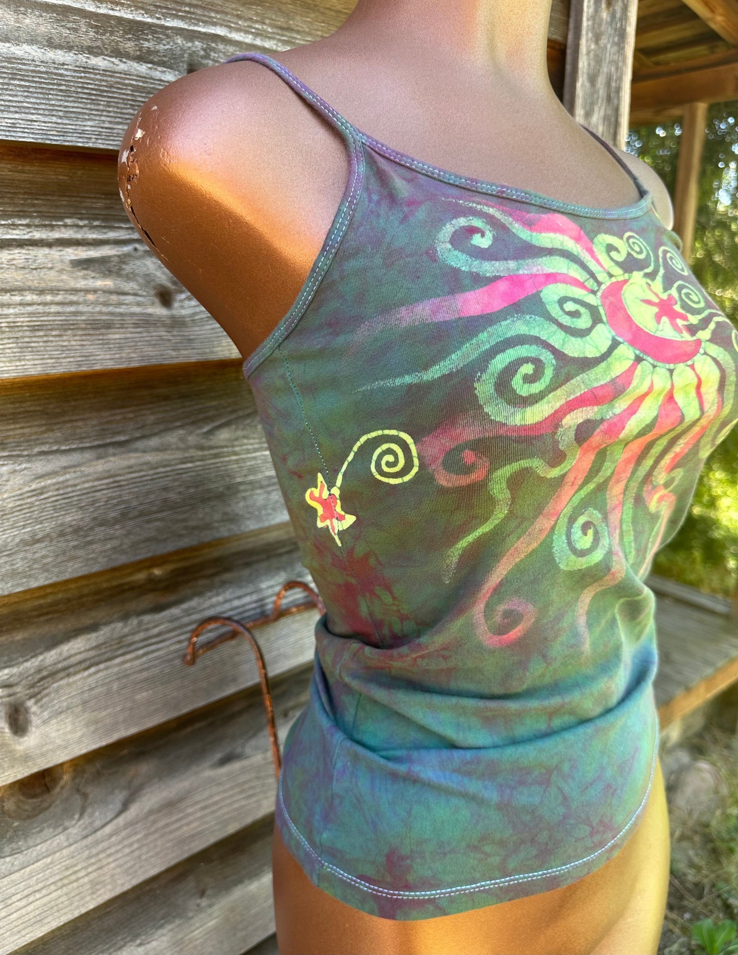 Mermaid Moonbeams - Hand Painted Batik Tank Top Tops batikwalla Medium 