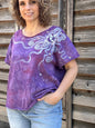 Pretty in Pink Moonbeams Cotton Crop Batik Tee Shirts & Tops Batikwalla by Victoria XL 