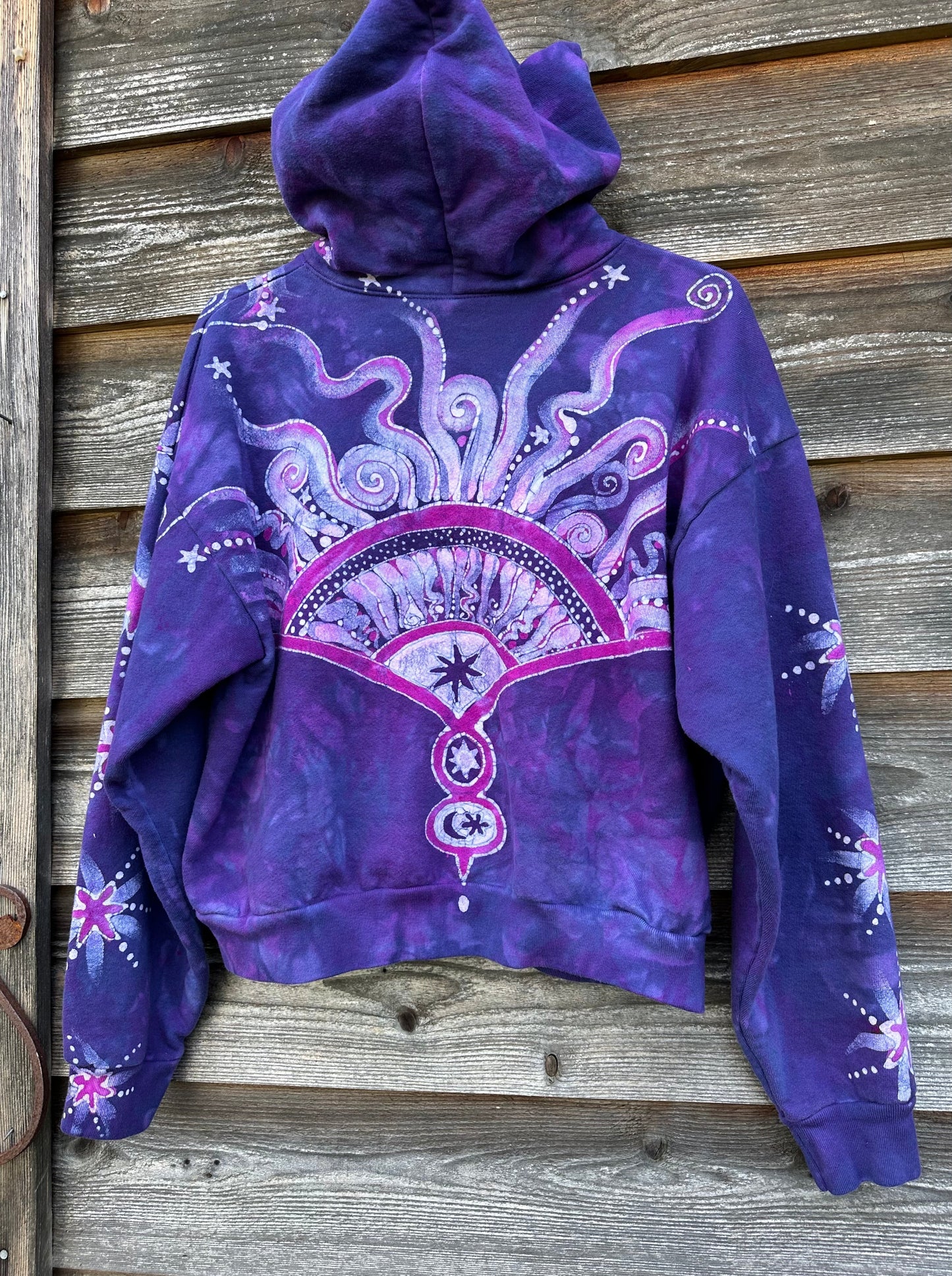 Pink Rising Stars Handmade Batik Hoodie hoodie batikwalla 