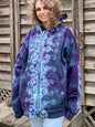 Teal and Purple Tuxedo Swirls Handcrafted Batik Zipper Hoodie - Size XL hoodie batikwalla 
