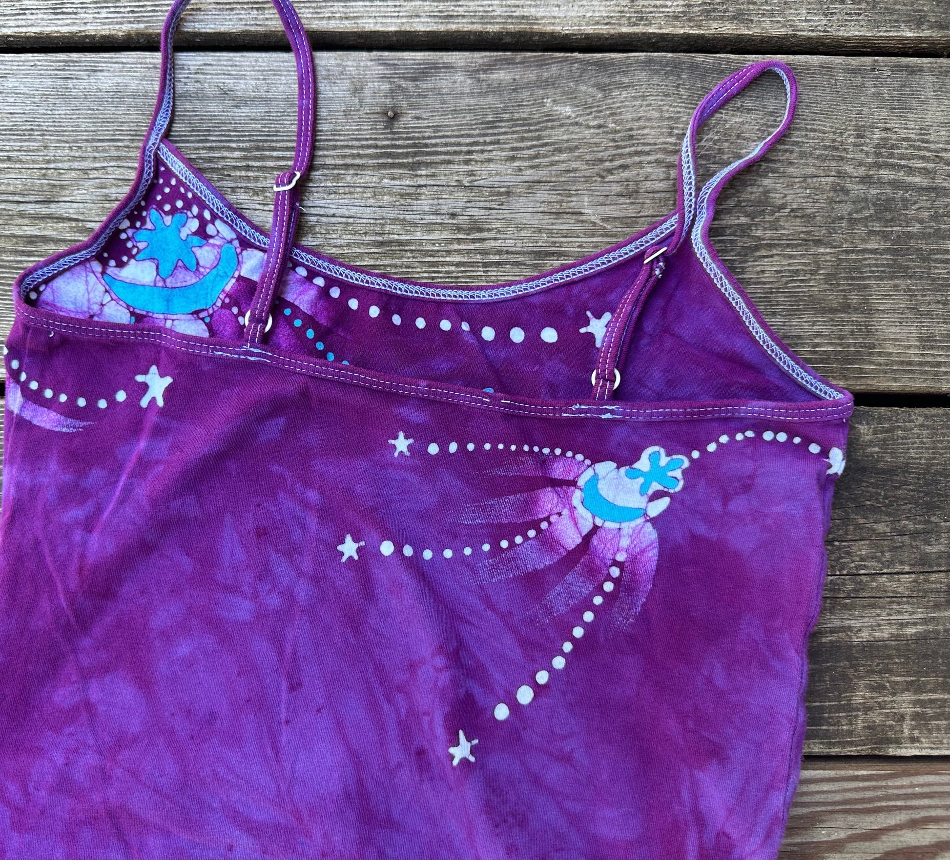 Magenta Moonbeams Hand Painted Batik Tank Top Tops batikwalla 