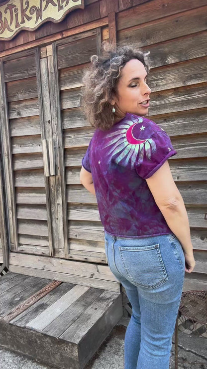 Sunrise Sunset – Handmade Batik Cotton Cropped Tee – Sizes S, M, L