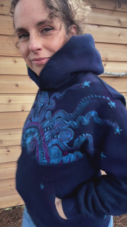 Deep Blue Moonbeams - Pullover Batikwalla Hoodie - One Size -  SALE BASKET SPECIAL