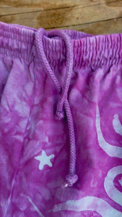 Moon Star Galaxy Shorts - Plum Blossom Purple - Size 2X Unisex