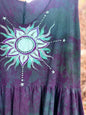 Galaxy Flower Handmade Purple Batik Dress With Pockets - Size XL Batik Dresses Batikwalla XL 