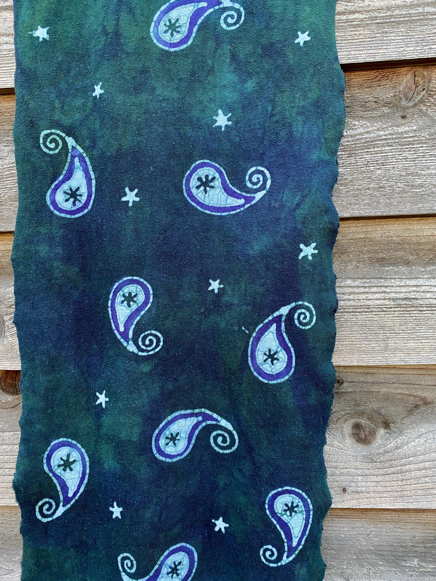 Teal Paisley Scarf - Hand Painted Organic Cotton Batik scarf batikwalla 