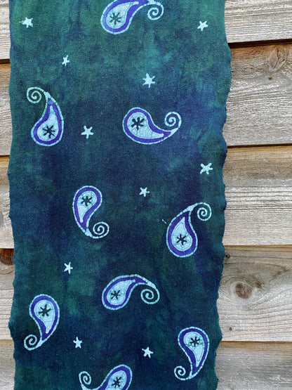 Teal Paisley Scarf - Hand Painted Organic Cotton Batik scarf batikwalla 
