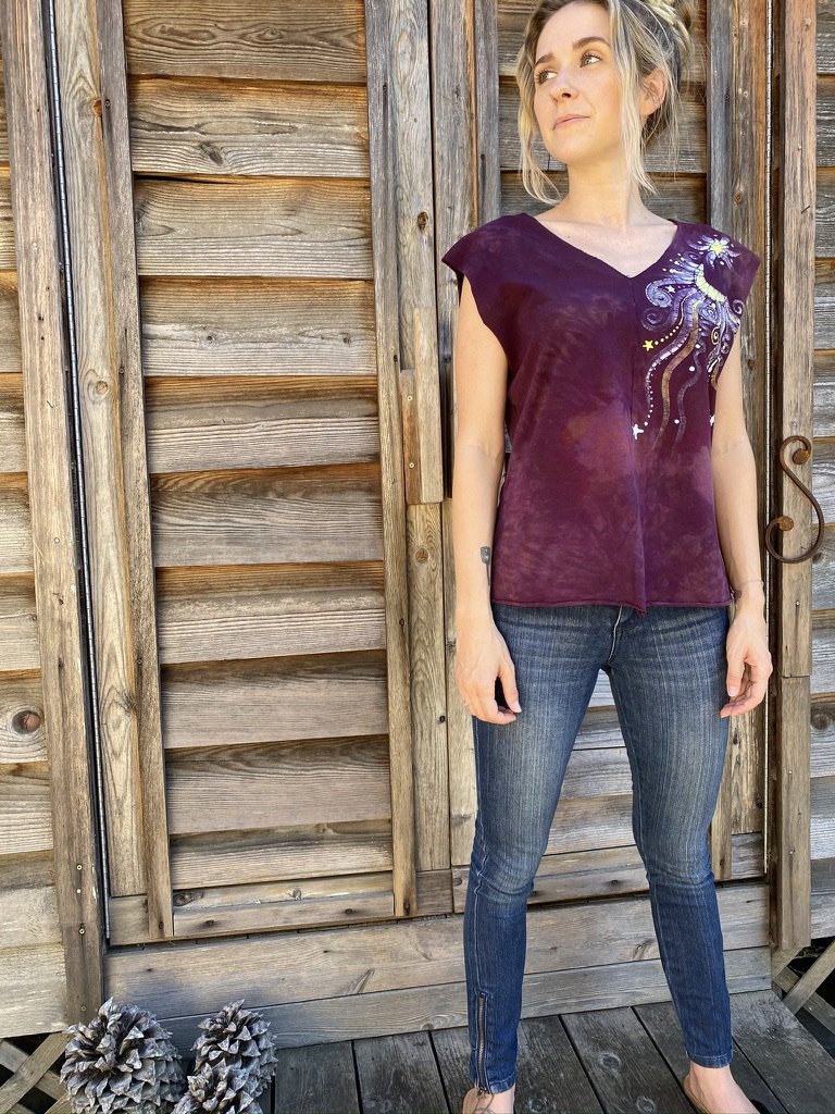 Mulberry Wine - Organic Cotton 4 Panel Batik Top - Handmade Batik Dresses Batikwalla 