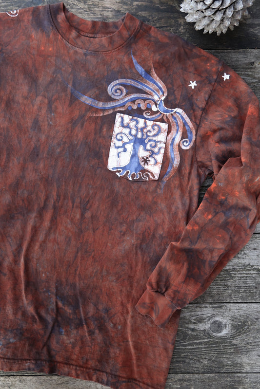 Oak Tree Pocket Hand Crafted Long Sleeve Batik Tshirt tshirt batikwalla 