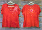 Brilliant Orange Moon Handmade Batik Vneck Tee - Batikwalla 
 - 7