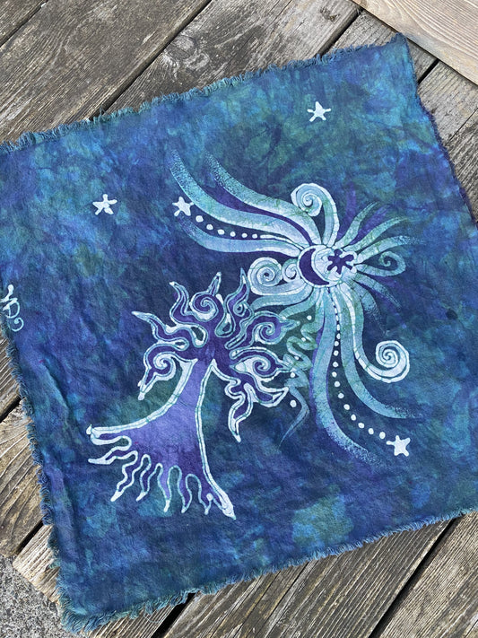 Teal Tree Batik Bandana scarf batikwalla 