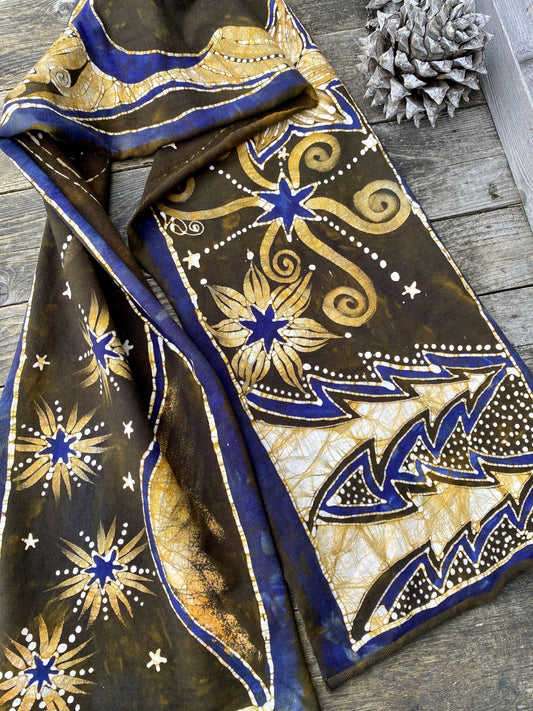High Prairie Sunset Hand Painted Organic Cotton Batik Scarf scarf batikwalla 