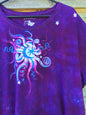 Deep Purple and Turquoise Moon Handmade Batik Scoop Tee - 5X - Batikwalla 
 - 1
