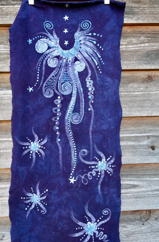 Purple Starseed Moongazer - Hand Painted Organic Cotton Batik Scarf scarf batikwalla 