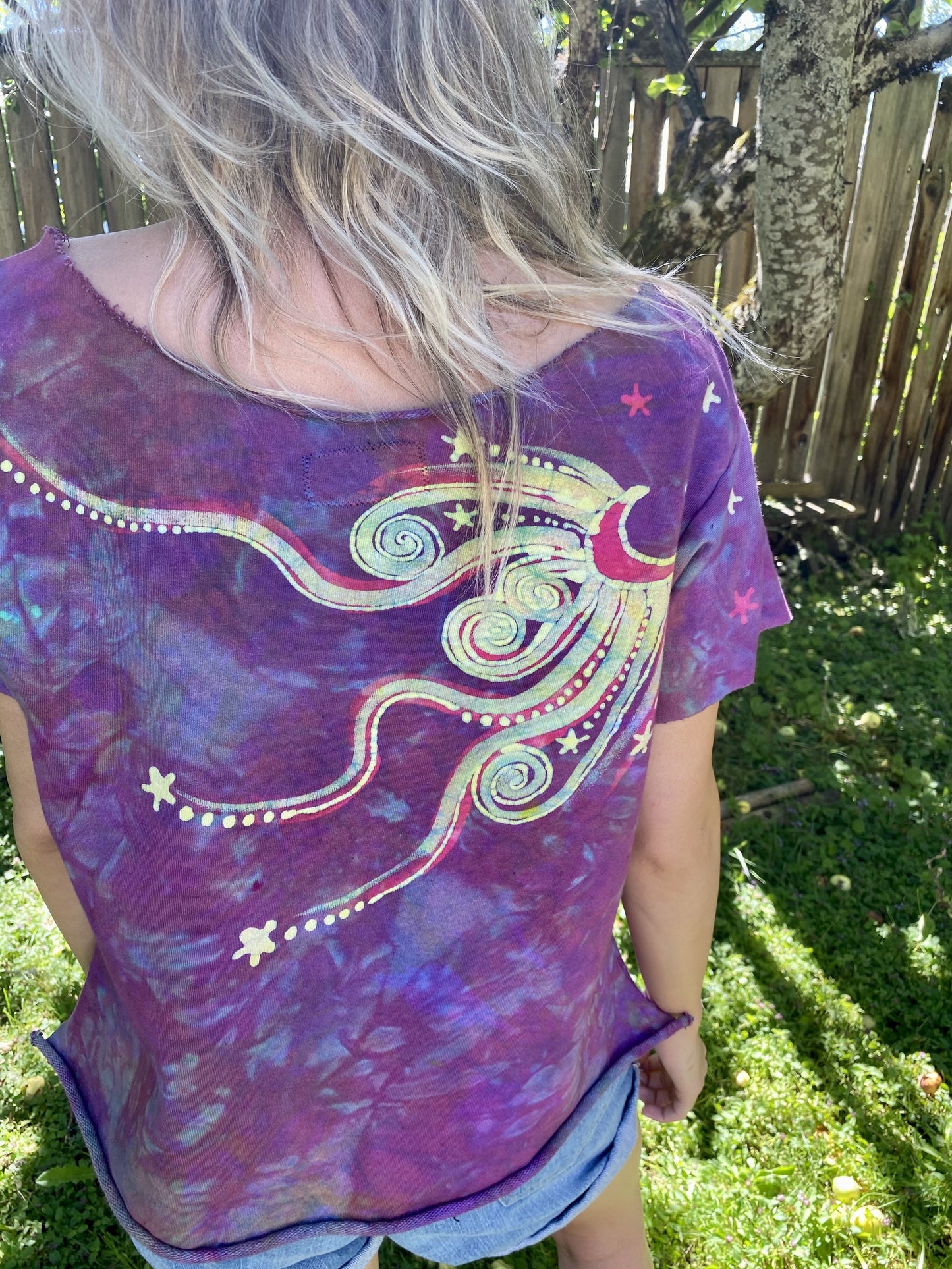 Marshmellow Magick Semi-Crop Organic Cotton Handmade Batik Top - Medium Batik Dresses Batikwalla 