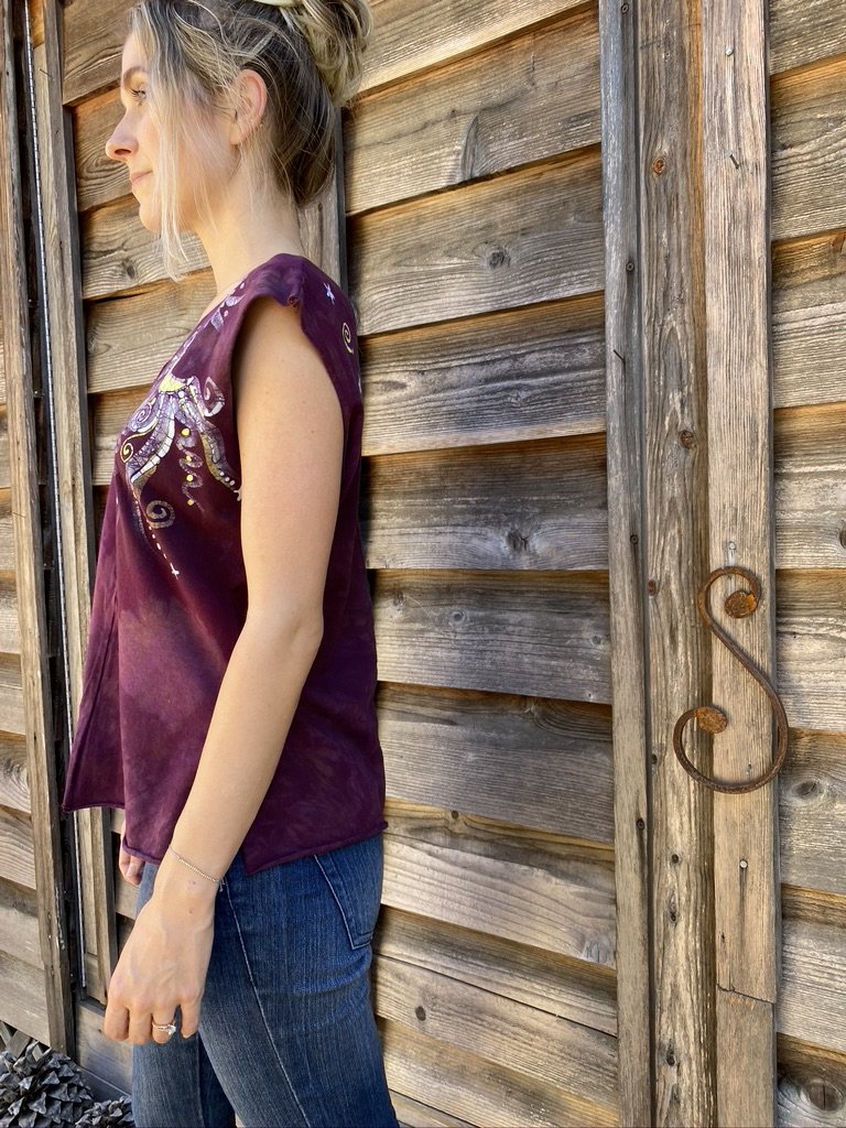 Mulberry Wine - Organic Cotton 4 Panel Batik Top - Handmade Batik Dresses Batikwalla 