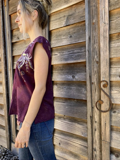 Mulberry Wine - Organic Cotton 4 Panel Batik Top - Handmade Batik Dresses Batikwalla 