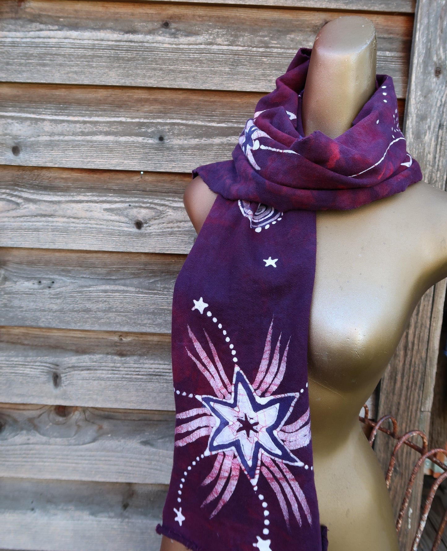 Cosmic Daydream Hand Painted Organic Cotton Batik Scarf scarf batikwalla 