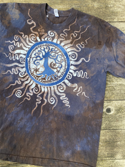 Oak Tree - Earth and Sky Handmade Batikwalla Tshirt - Size Large tshirt batikwalla 