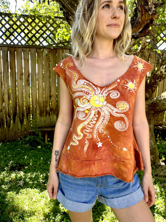 Late Summer Orange Organic Cotton Handmade Batik Top Batik Dresses Batikwalla 