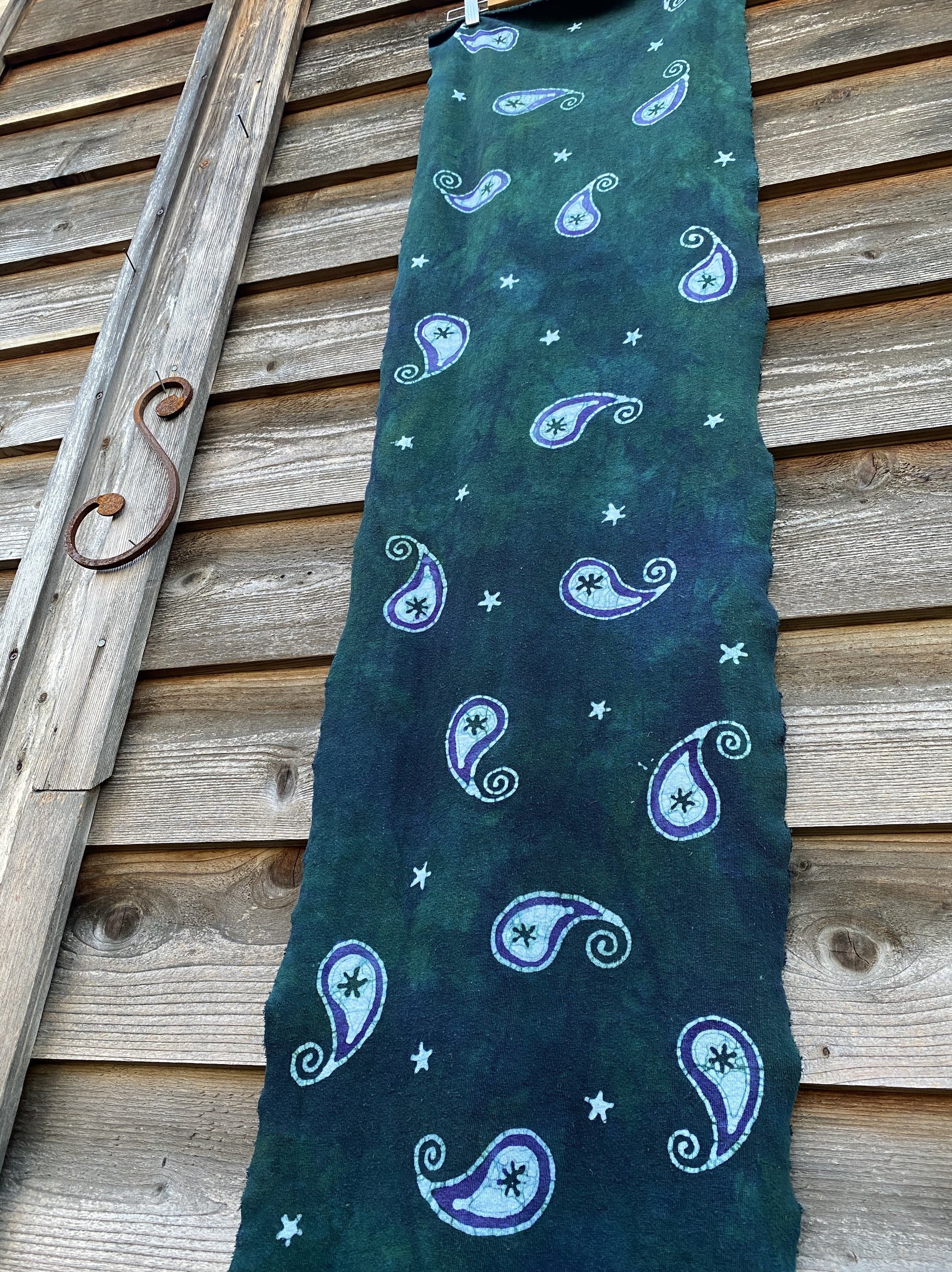 Teal Paisley Scarf - Hand Painted Organic Cotton Batik scarf batikwalla 