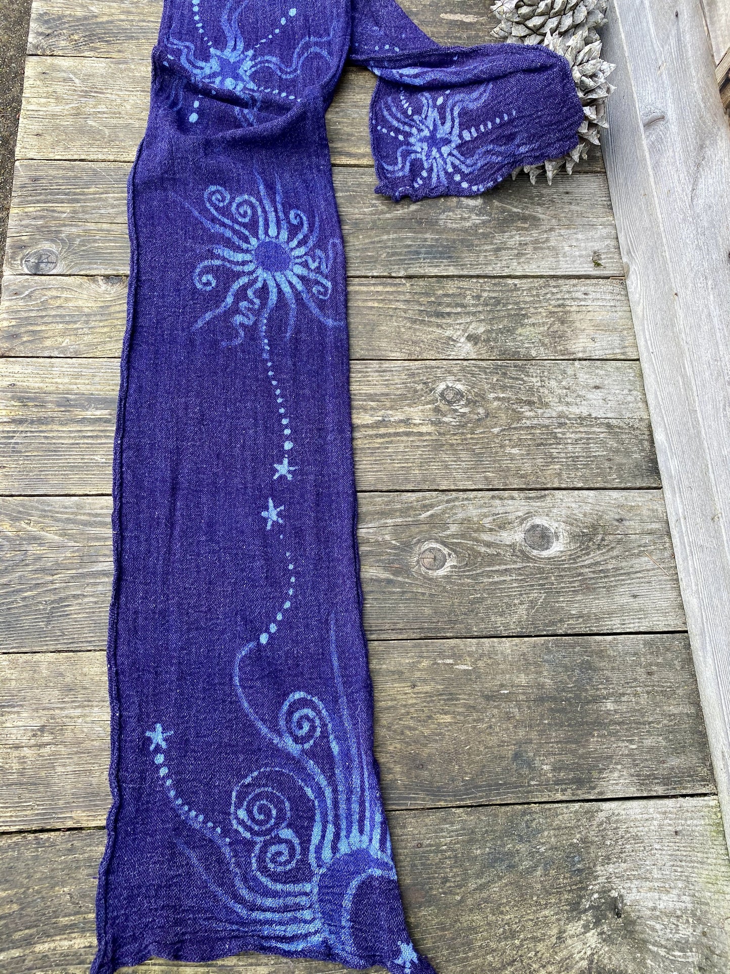 Blue Moons of Midnight Handmade Batik Scarf in Woven Organic Cotton scarf batikwalla 